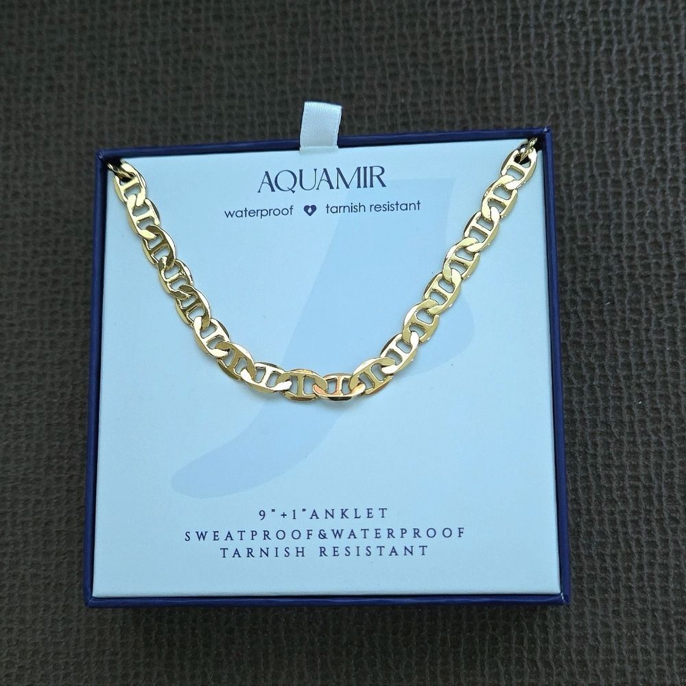 Aquamir Waterproof Gold💛 Flat Mariner⚓️ Link Chain⛓️ Anklet🦶 - NIB - Picture 15 of 15
